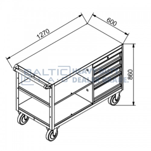 Mobile Workbench with Drawers and Wheels | 4ZP-160 | Gude