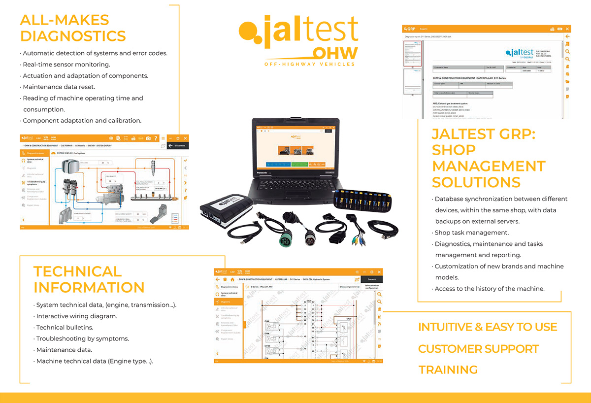 jaltest off highway diagnostic tool machines caterpillar komatsu cummins